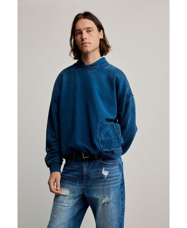 デジグアル メンズ アウター パーカー・スウェット プルオーバー ロゴタイプ Desigual Men\u0027s Plain sweatshirt logo Blue 青色
