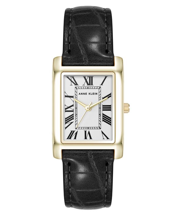 アンクライン レディース 付属物 ウォッチ なめし革 Anne Klein Women\u0027s Quartz Signature Black Crocograin Leather and Gold-Tone Alloy Metal Watch 25粍 Black/Gold-Tone 黒いこと 腕時計-レディース腕時計
