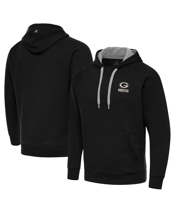 アンティグア メンズ アウター パーカー・スウェット Antigua Men\u0027s Black Green Bay Packers Brushed Carbon Victory Pullover Hoodie Black 黒いこと