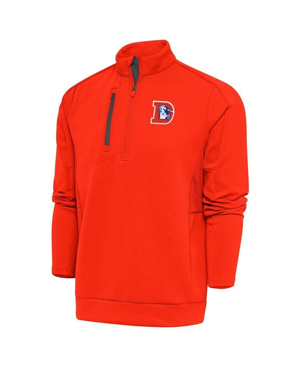 アンティグア メンズ アウター パーカー・スウェット プルオーバー ロゴタイプ Antigua Men\u0027s Orange Denver Broncos Team Logo Throwback Generation Quarter-Zipullover Sweatshirt Orange オレンジ色