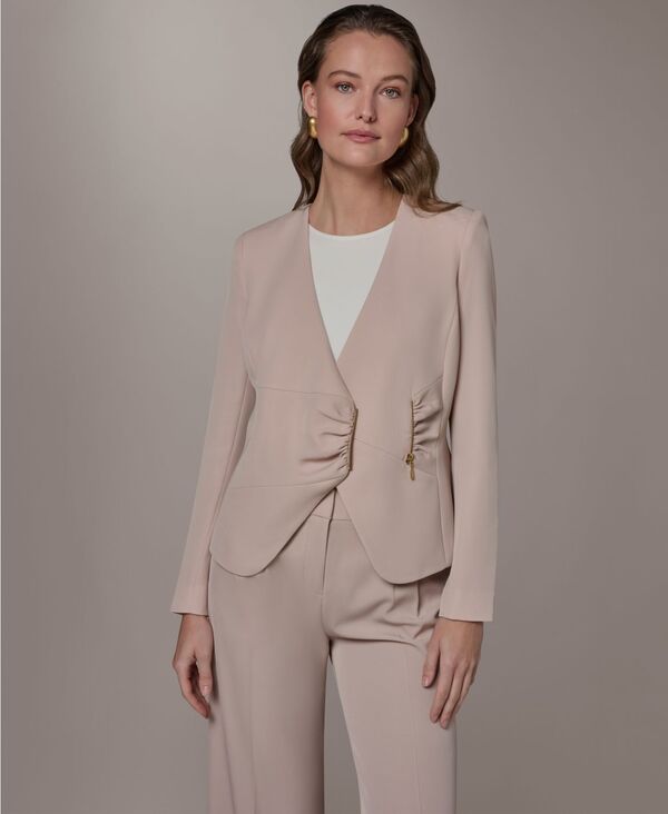 ダナ キャラン ニューヨーク州 レディース アウター 上衣・上衣 ギャザー Donna Karanew York Women\u0027side Ruched Jacket Snow Petal