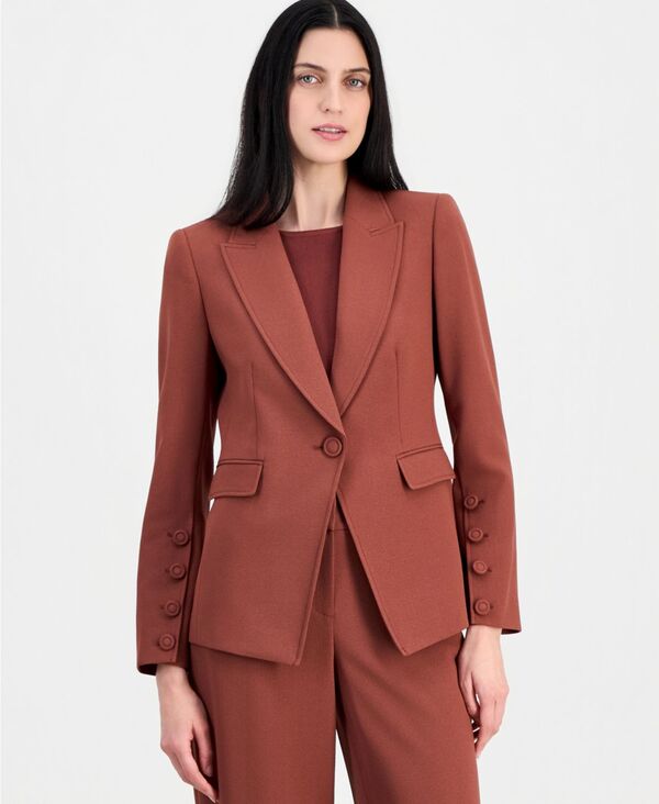 タハリエーエスエル レディース アウター ジャケット・ブルゾン ブレザー Tahari ASL Women's One-Button Peak-Lapel Blazer Burnt Sienna｜ReVida 店 31,720円