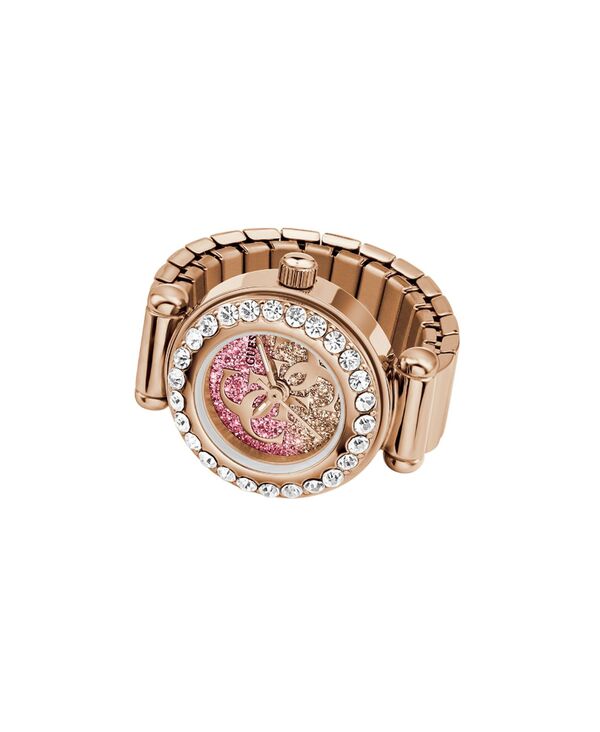 ゲス レディース アクセサリー 腕時計 Tシャツ GUESS Women's Glitz Rose Gold-Tone Stainlessteel Analog Ring Watch 18mm Pink ピンク｜ReVida 店