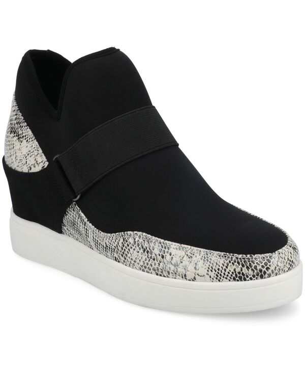 ジュルネ 寄せあわせ レディース シューズ スニーカー Journee Collection Women\u0027s Damari Stretch Wedge Sneakersnake レディース靴-靴