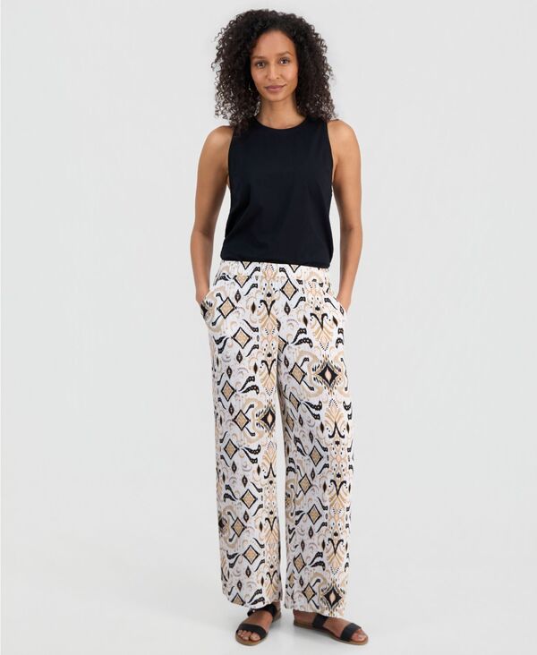 ジェイエムコレクション レディース ボトムス カジュアルパンツ プリント JM Collection Women's Printed Wide-Leg Pull-On Pants Neo Natural Cb｜ReVida 店