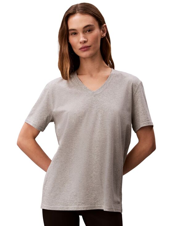 カルバンクライン レディース トップス Tシャツ Vネック Calvin Klein Performance Women's Classic-Fit V-Neck T-Shirt Grey Heather グレー|ReVida 店