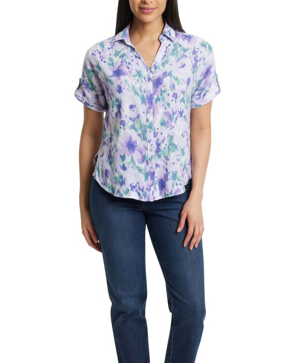 グロリアバンデービルト レディース トップス シャツ 半袖 Gloria Vanderbilt Women's Demi Short-Sleeve Shirt Blushing Lilac ライラック｜ReVida 店