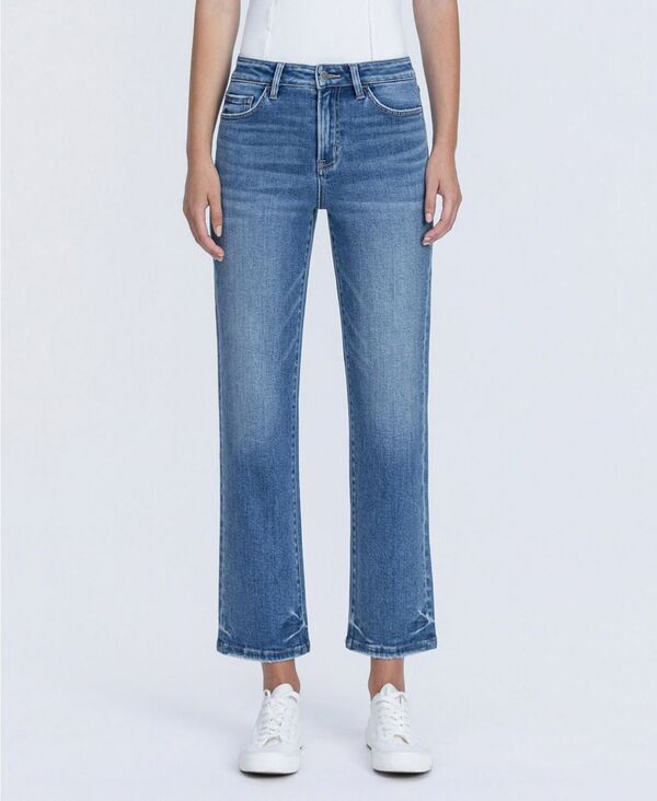 フライングエテ公 レディース ボトムス ジーンズズボン下 デニム Flying Monkey Women\u0027s High Rise Crop Straight Jeans Intertwined blue 青色 レディースファッション-ボトムス