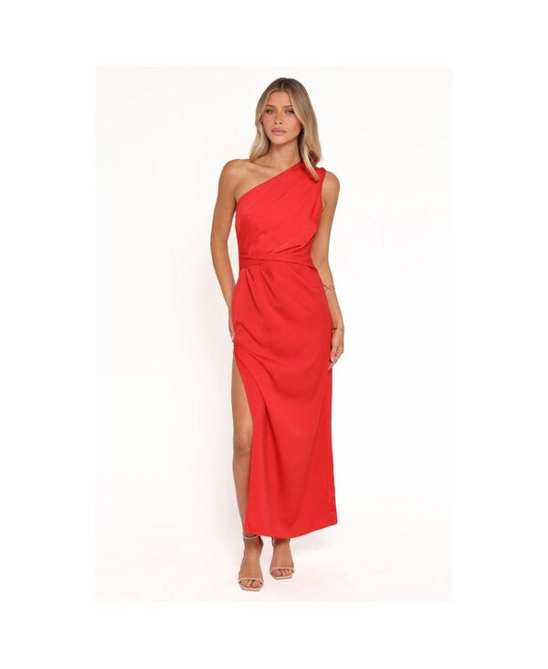 Petal and Pup レディース トップス ワンピース マキシ Petal and Pup Women's Nadia One Shoulder Maxi Dress Red jacquard satin レッド｜ReVida 店
