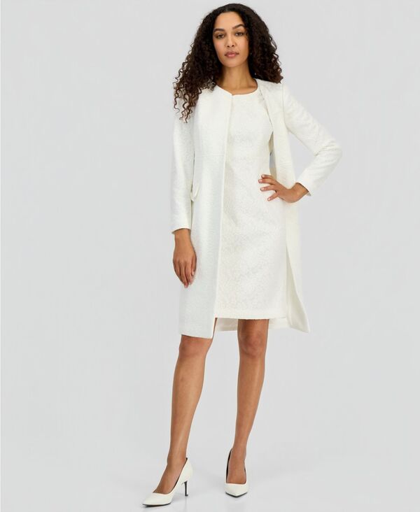 カスパール レディース アウター ジャケット・ブルゾン レース Kasper Women Bonded Lace Topper Jacket Lily White ホワイト