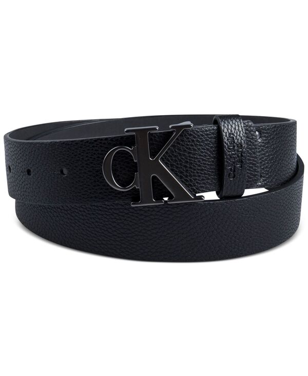 カルバンクライン メンズ アクセサリー ベルト ロゴ Calvin Klein Men's Logo Plaque Buckle Fashion Jean Belt Black ブラック|ReVida 店