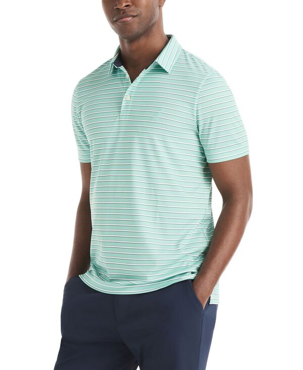 ナウティカ メンズ トップス ポロシャツ プリント Nautica Men ’ s Classic-Fit Stripe Print Performance Golf Polo Shirt Aqua Green アクア|ReVida 店