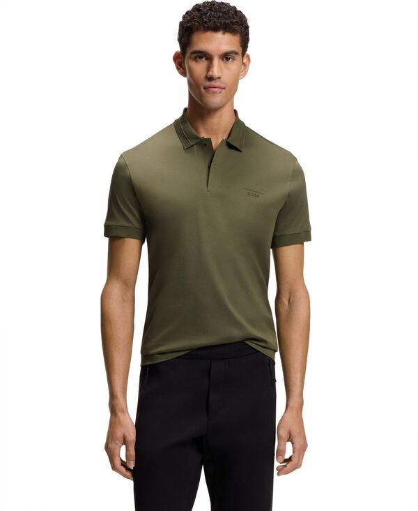 ヒューゴボス メンズ トップス スポーツシャツ 綿織物 Hugo Boss x Porsche Men\u0027s Mercerized Cotton Polo Shirt Open Green 緑であること