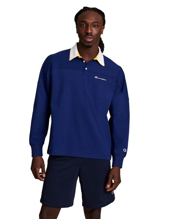 チャンピオン メンズ トップス ポロシャツ 長袖 Champion Men's Long-Sleeve Rugby Polo Shirt Navy ネイビー｜ReVida 店