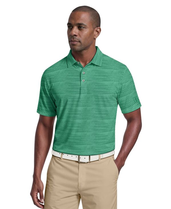 ピージーエーツアー メンズ トップス ポロシャツ PGA TOUR Men's Jacquard Micro Golf Polo Shirt Emerald エメラルド|ReVida 店