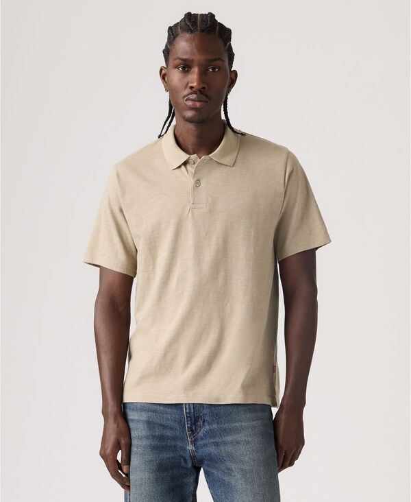 リーバイス メンズ トップス ポロシャツ Levi's Men's Merritt Striped Collared Polo Shirt Khaki カーキ｜ReVida 店