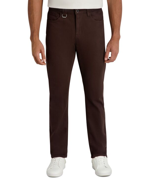 長い巻き毛 ラガーフェルド メンズ ボトムス 心地好いズボン下 KARLAGERFELD PARIS Men\u0027s Tailored-Fit Pants Dark Brown 赤銅色