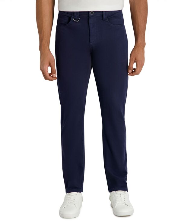 長い巻き毛 ラガーフェルド メンズ ボトムス 心地好いズボン下 KARLAGERFELD PARIS Men\u0027s Tailored-Fit Pants Navy 米国海軍