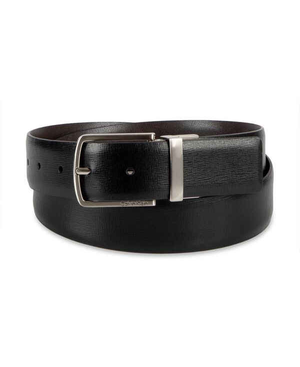 カルバンクライン メンズ アクセサリー ベルト レザー Calvin Klein Men's Reversible Saffiano Leather Belt Black/Brown ブラック|ReVida 店