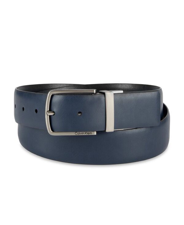 カルバンクライン メンズ アクセサリー ベルト レザー Calvin Klein Men's Reversible Saffiano Leather Belt Navy/Black ブラック|ReVida 店