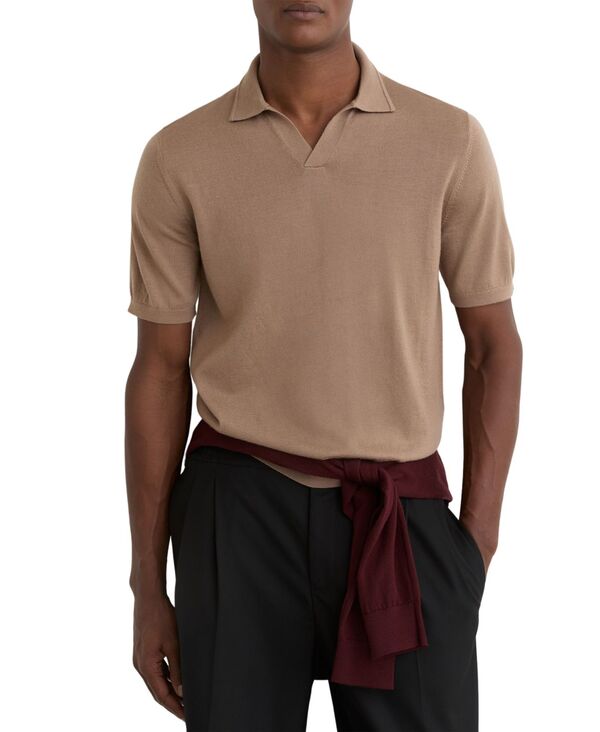 レイス メンズ トップス スポーツシャツ 羊毛 REISS Men\u0027s Merino Wool Open Collar Polo Shirt Camel Brown 赤銅色