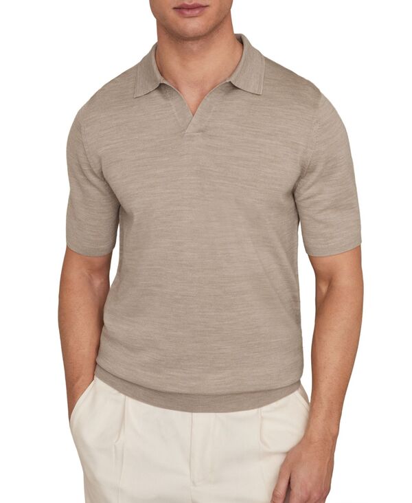 レイス メンズ トップス スポーツシャツ 羊毛 REISS Men\u0027s Merino Wool Open Collar Polo Shirt Wheat Melange