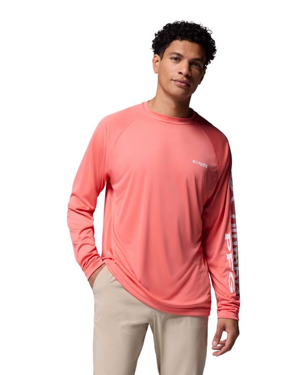 コロンビア メンズ トップス Tシャツ 長袖 Columbia Men's Terminal Tackle Long-Sleeve T-Shirt Melonade/White Logo ホワイト｜ReVida 店