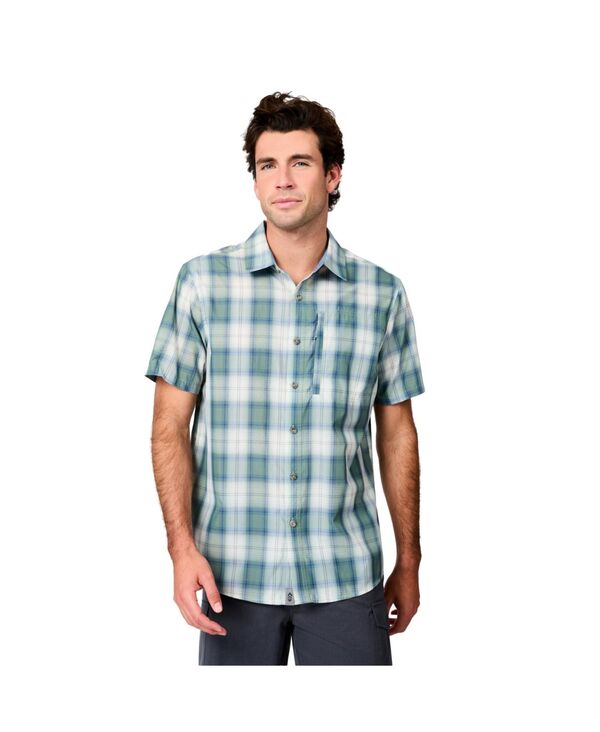 フリー カントリー メンズ トップス シャツ Free Country Men's Excursion Short Sleeve Poplin Shirt Seaweed plaid チェック｜ReVida 店 10,380円