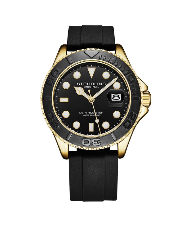 ストゥーリング メンズ 付属品 ウオッチ Stuhrling Depth master 4072 Men s Quartz Diver Watch Silicone Strap Date Wateresistant Yellow 黄色