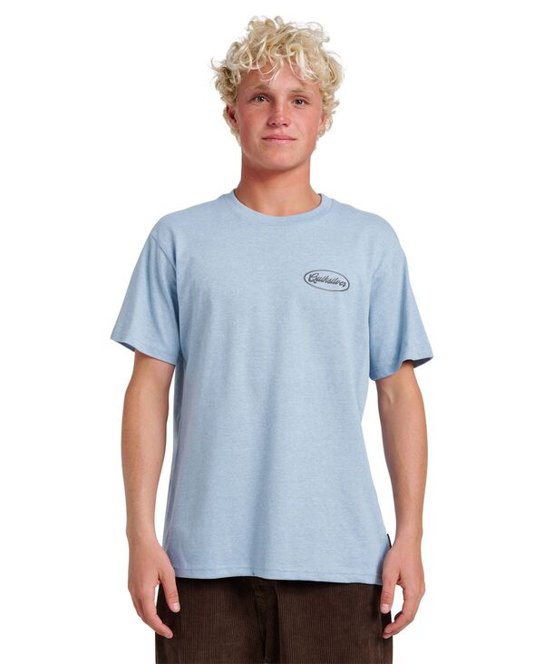 クイックしろがね色 メンズ トップス ティーシャツ 半袖 Quiksilver Men\u0027short-Sleeve Mechanicscript-Shirt Ashlrey Blue Heather ギョリュウモドキ