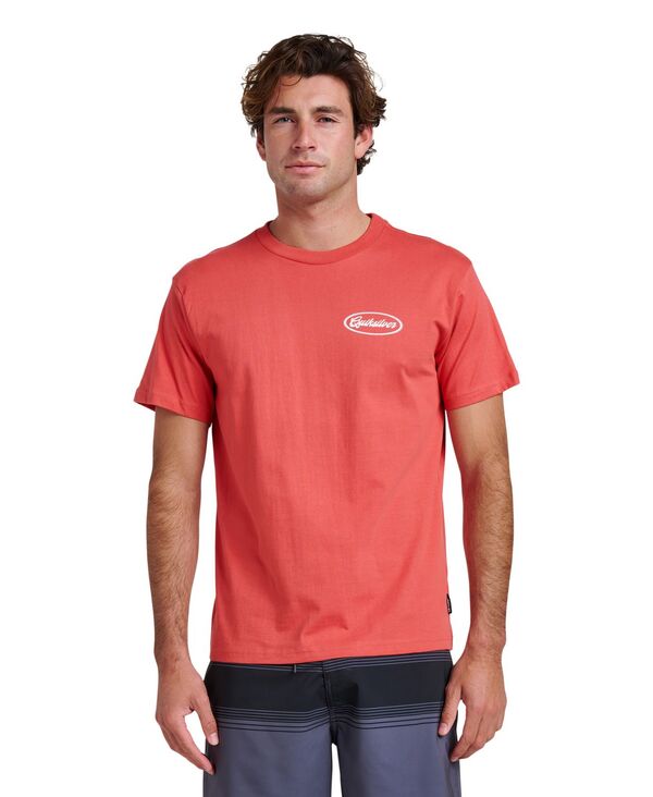 クイックしろがね色 メンズ トップス ティーシャツ 半袖 Quiksilver Men\u0027short-Sleeve Mechanicscript-Shirt Mineral Red 赤いこと