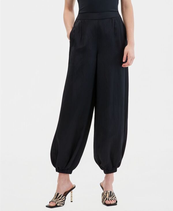 眼球.エヌ.シー 世界的 概念構成 レディース ボトムス 心地好いズボン下 リネン I.N.C. International Concepts Women\u0027s Linen-Blend Pull-On Bubble Pants Macy\u0027s Exclusive Deep Black 黒いこと ボトムス-パンツ