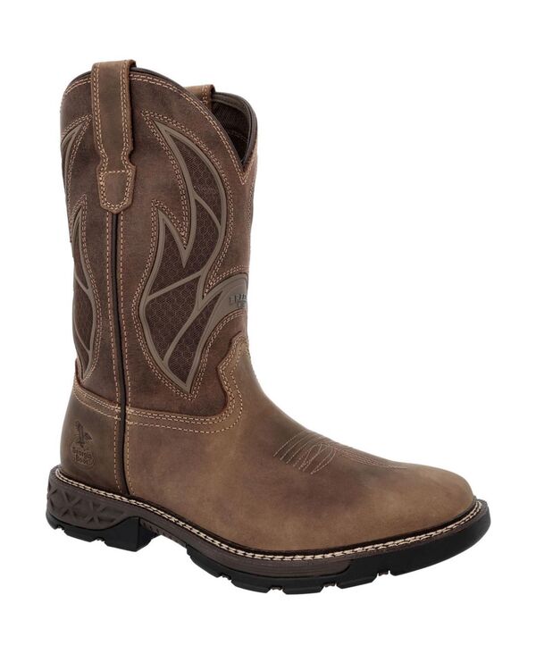 ジョージブーツ メンズ シューズ ブーツ・レインブーツ GEORGIA BOOT Men\u0027s Carbo-Tec FLX 11\" Pull-On Work Boot Brown 赤銅色"