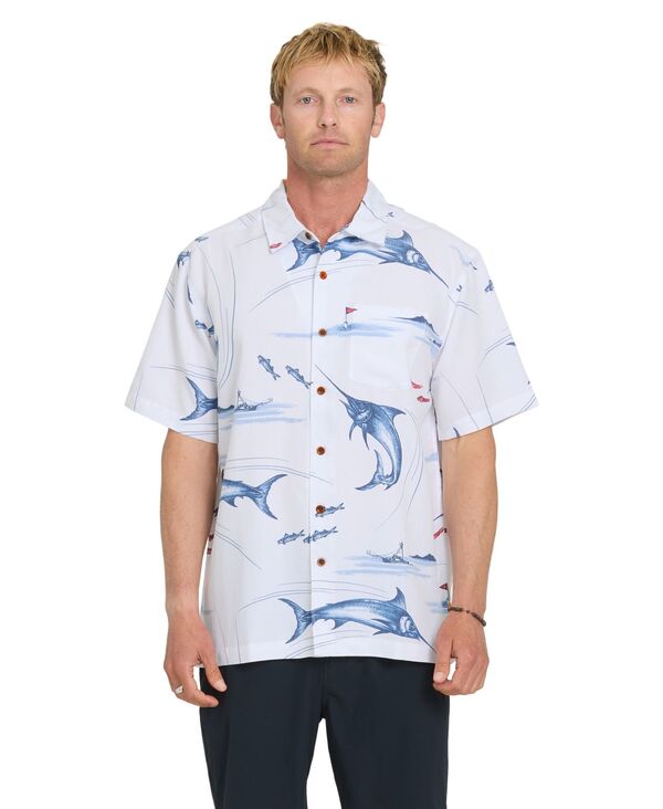 クイックシルバー ウォーター マン メンズ トップス シャツ 半袖 Quiksilver Waterman Quiksilver Men'short-Sleeve Fish On Shirt White ホワイト｜ReVida 店