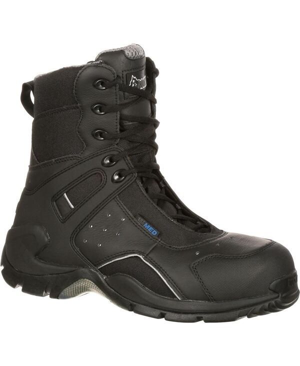ロッキー メンズ シューズ ブーツ・レインブーツ ROCKY Men\u0027s 1st Med Carbon Fiber Toe Puncture-Resistant Side-Zip Waterproof Public Service Boot Black 黒いこと