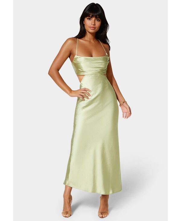 ベベ レディース トップス ワンピース オープンバック カットアウト ミディ Bebe Women\'s Open Back Cut Out Midi Slip Dress Green グリーン|ReVida 店