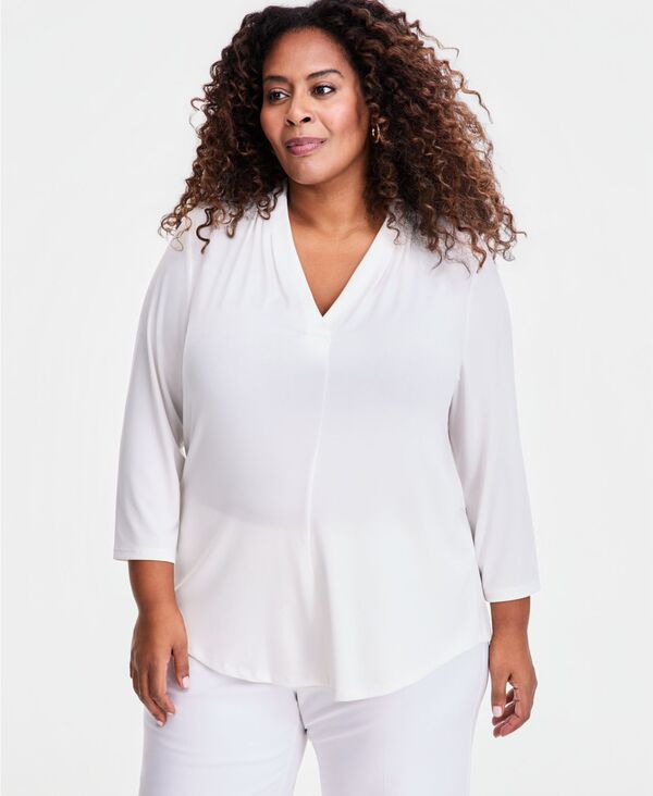 ジェイエムコレクション レディース トップス シャツ Vネック ニット JM Collection Women's 3/4 Sleeve V-Necknitop Created for Macy'sugar Swizzle|ReVida 店