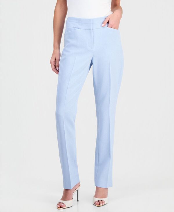 タハリエーエスエル レディース ボトムス カジュアルパンツ Tahari ASL Women's Twill Flat-Front Straight-Leg Pants Ice Blue ブルー|ReVida 店
