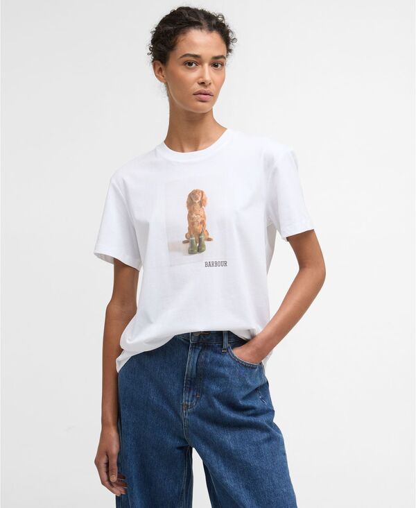 バブアー レディース トップス Tシャツ 半袖 Barbour Women's Bedale Short-Sleeve T-Shirt White ホワイト｜ReVida 店 12,586円