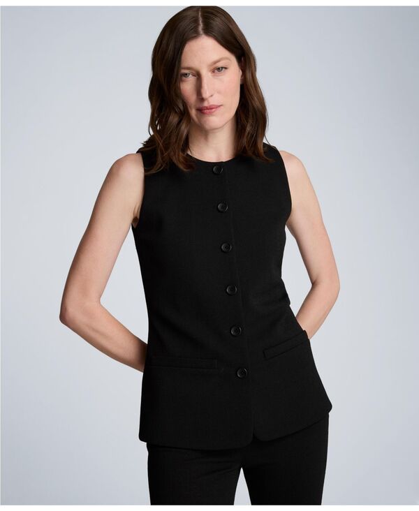 ケネスコール レディース トップス より良い 労働者の一団のど首 Kenneth Cole Women\u0027s Longline Crewneck Vest Black 黒いこと レディースファッション-ベスト・ジレ-トップス