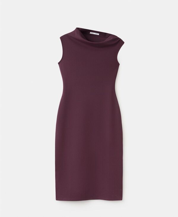 マンゴ レディース トップス ワンピース アシンメトリー ミディ MANGO Women's Asymmetrical-Neck Midi Dress Burgundy バーガンディ|ReVida 店