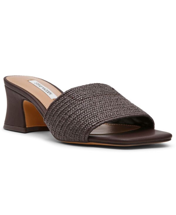 スティーブ マデン レディース シューズ スリッポン・ローファー サンダル 踵 Steve Madden Women\u0027s Frolic Bell-Heel Slip-On Sandals Brown Raffia 赤銅色 ローファー-靴