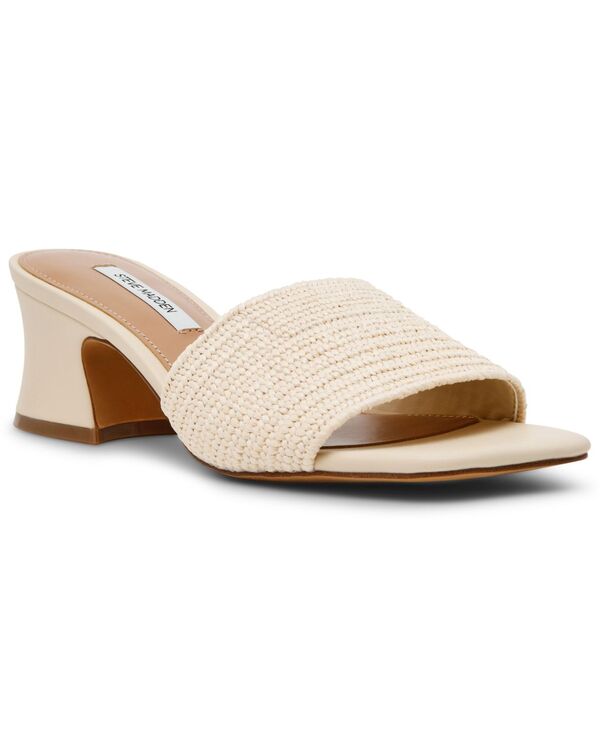 スティーブ マデン レディース シューズ スリッポン・ローファー サンダル 踵 Steve Madden Women\u0027s Frolic Bell-Heel Slip-On Sandals Natural Raffia レディース靴-靴
