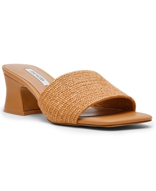 スティーブ マデン レディース シューズ スリッポン・ローファー サンダル ヒール Steve Madden Women's Frolic Bell-Heel Slip-On Sandals Tan Raffia タン｜ReVida 店 16,546円