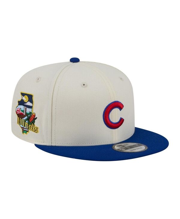 ニューエラ メンズ アクセサリー 帽子 New Era Men's Cream/Royal Chicago Cubs Localized 9FIFTY Snapback Hat Cream Royal クリーム｜ReVida 店