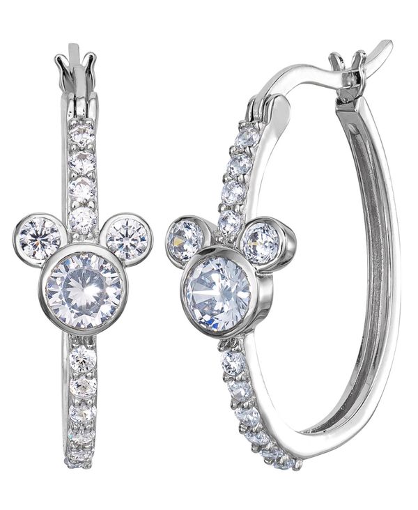 ディズニー レディース ピアス イヤリング アクセサリー Cubic Zirconia Mickey Mouse Hoop Earrings In Sterling Silver Silver Voli Me