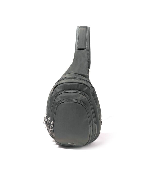 バッガリーニ レディース 御徒面子 Baggallini Securtex Anti-Theft Multi Zip Sling Bag Charcoal 濃灰色