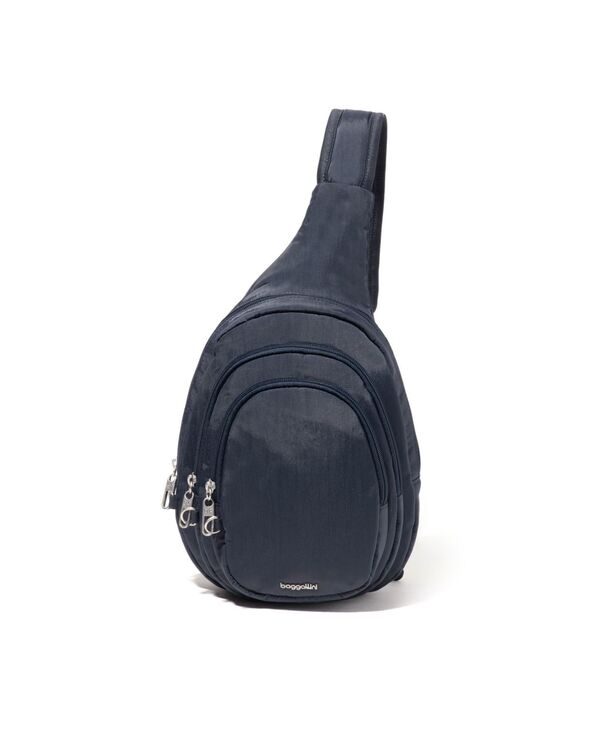 バッガリーニ レディース 御徒面子 Baggallini Securtex Anti-Theft Multi Zip Sling Bag French Navy 米国海軍