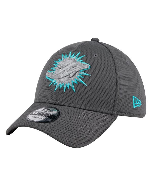ニューエラ メンズ アクセサリー 帽子 New Era Men's Graphite Miami Dolphins Main 39THIRTY Flex Hat Graphite グラファイト|ReVida 店