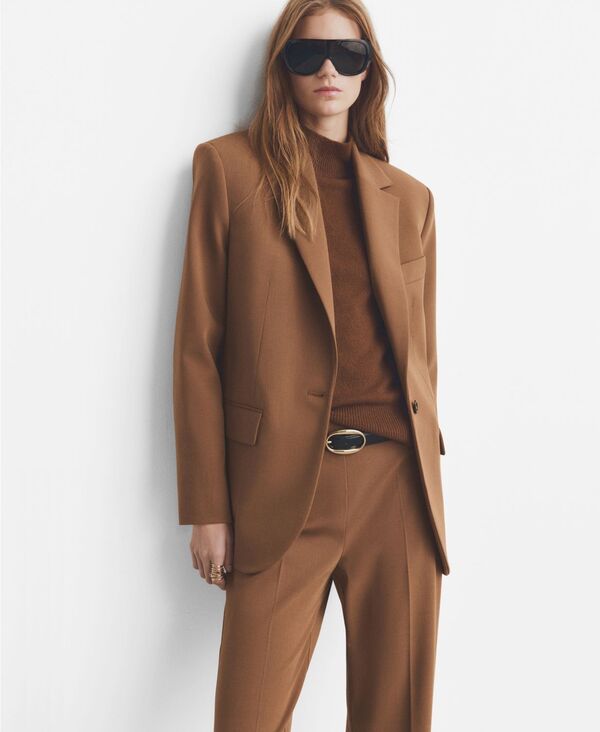 マンゴ レディース アウター 上衣・上衣 スポーツジャケット MANGO Women\u0027s Notch Lapel Pocketstraight Suit Blazer Caramel レディースファッション-コート・ジャケット